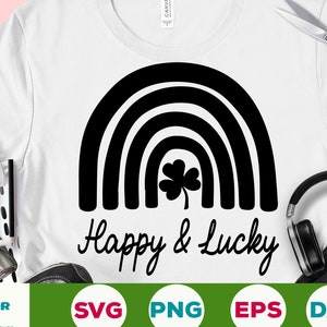 Happy And Lucky SVG St Patricks Day SVG Girl St Patty SVG lucky svg shamrock svg eps png Cricut Cut file Digital Download