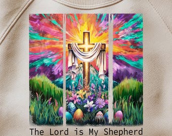 The Lord is My Shepherd PNG, Christian Easter Design, Retro Easter Bunny PNG, Easter Patchwork PNG, Happy Easter png, Bible Verse png