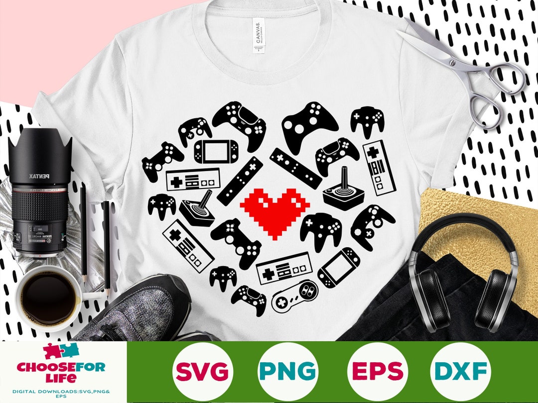 Heart of Game Svg Gamer Valentine's Day Svg Valentine Game Love Svg ...