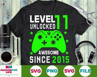 11th Birthday svg, Level 11 unlocked svg, Birthday boy svg, Gamer birthday, 11 years old svg png Cricut Silhouette Cut File Digital download