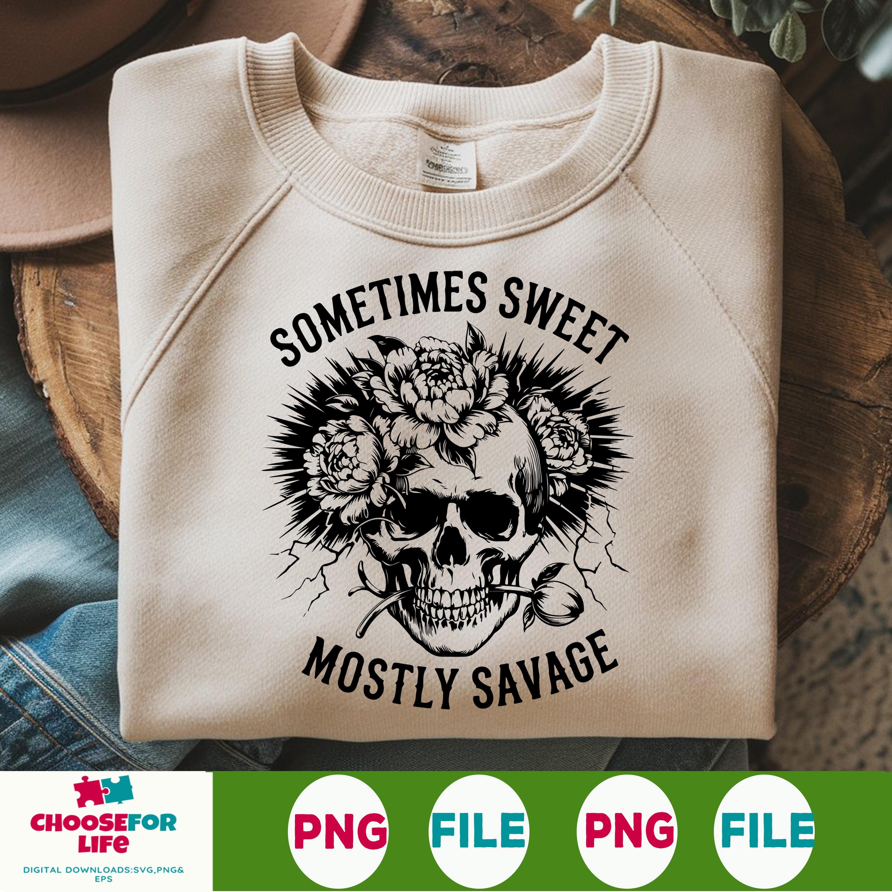 Sometimes Svg Sometimes Sweet Mostly Savage SVG PNG – Sarcastic Floral Skull Design ...