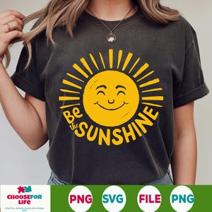 Be the Sunshine PNG - Design di sublimazione alla moda per la salute mentale con citazione positiva per magliette, adesivi e regali, PNG digitale edificante