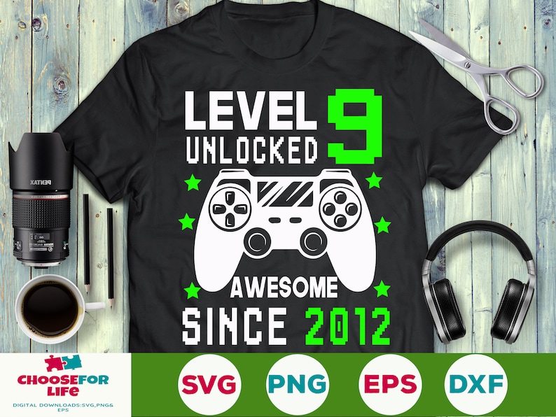 Download Level 9 Unlocked svg 9th birthday Gamer 9 years Old Video Game | Etsy
