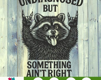 Undiagnosed But Something Ain’t Right Raccoon PNG, Funny Trash Panda Sublimation File, Mental Health Meme Clipart, Digital Download Art