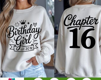 16th Birthday Girl SVG - Kapitel Sixteen Shirt Design (Digitaler Download)