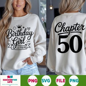 SVG de chica de 50 cumpleaños – Capítulo 50, Est. 1976 (Descarga digital)
