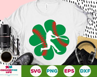 St Patricks Day, Catcher Shamrock, Baseball Four-Leaf Clover Catcher Pitcher Shamrock svg png eps Cricut Cut file digital download