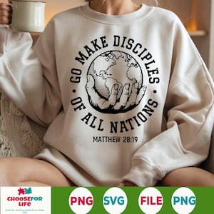 Go Make Disciples Nations SVG, Retro Christian, Vintage Men's Bible Shirt PNG, Minimal Christian Dad Svg png cricut ontwerp sublimatie