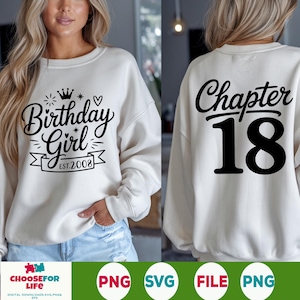 18th Birthday Girl SVG PNG - Kapitel 18 Design (Digitaler Download)