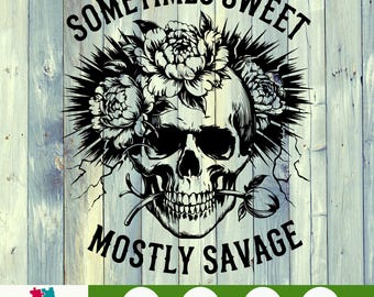 Manchmal süß meist Savage SVG PNG - sarkastisches Blumenmuster, Witchy Woman Humor, Sublimationsdatei, Cricut Snarky Grafik für Erwachsene