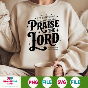 Praise The Lord SVG, christelijke bijbelvers png, paasshirtontwerp, trendy retro christelijke svg, bijbelverzen png, digitale download
