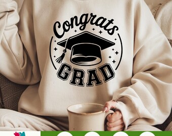 ¡Felicidades, graduado! SVG PNG, birrete de graduación y cita, archivo recortable para Cricut, diseño de camiseta para graduados, descarga digital instantánea para graduados orgullosos.