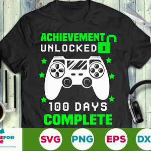 Achievement Unlocked 100 Days of School SVG - Gaming Boy School SVG Cricut Digital download