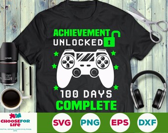 Achievement Unlocked 100 Days of School SVG - Gaming Boy School SVG Cricut Digital download