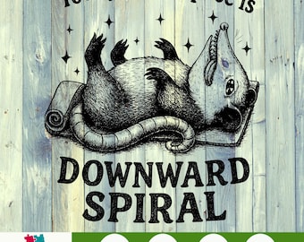 Today's Yoga Pose is Downward Spiral PNG – Funny Mental Health Possum Design, Sarcastic Burnout Clipart, ADHD Anxiety Humor Digital Download