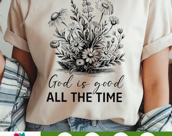Christian PNG, God is Good All the Time PNG, Boho Christian T-shirt for Women, Easter Bible Verse PNG, Christian Sublimation Design
