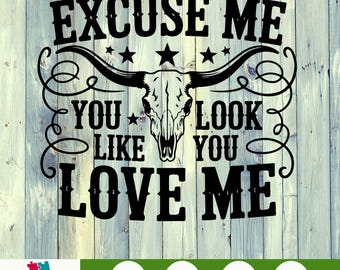 Excuse Me You Look Like You Love Me PNG, Retro Cowgirl Western Design, Country Music Shirt Graphic, Trendy Nashville Sublimation Download