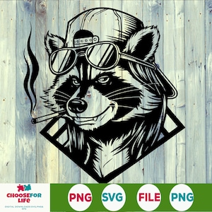 Possum Mullet com óculos de sol fumando SVG PNG, Design de sublimação de chapéu de caminhoneiro de gambá legal, arquivo de corte de animal para download digital