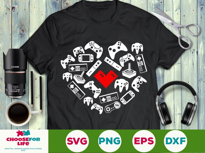 Heart of Game Svg Gamer Valentine's Day Svg Valentine Game Love Svg ...