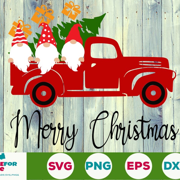 Christmas Gnome svg Red Truck SVG, Christmas Tree SVG, Christmas Svg eps png Digital Download File