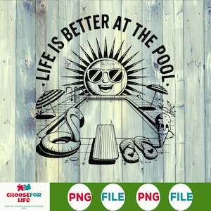 Life Is Better At The Pool SVG PNG Retro Summer Pool Party Shirt Design Trendy Sublimation Clipart Digital Download for Cricut Silhouette