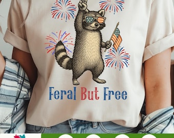 Vintage Patriotic Raccoon PNG Feral But Free Sublimation Design, USA Flag Funny 4th of July Merica Clipart, Raccoon Shirt Graphic Art