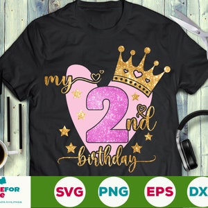 2. Geburtstag svg, Geburtstag Mädchen svg, 2 Jahre alt svg, zweiter Geburtstag svg, mein 2. Geburtstag svg, es ist mein Geburtstag svg png cricut geschnittene Datei