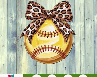 Leopard Retro Softball Bow PNG, Coquette Softball Mom Sublimation Design, Cute Game Day Shirt Graphic, Softball Season Digital Download