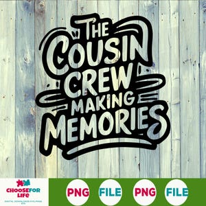 Cousin Crew 2025 SVG PNG - Diseño para crear recuerdos en vacaciones familiares, camiseta de campamento para niños y primos, clipart de sublimación de verano