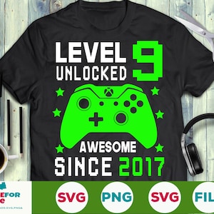 9th Birthday svg, Level 9 unlocked svg, Birthday boy svg, Gamer birthday, 9 years old svg png Cricut Silhouette Cut File Digital download