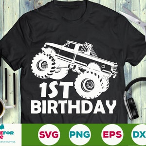 First birthday svg, 1st birthday svg, monster truck svg 1st birthday boy svg  DXF, Cricut, silhouette Cut File png