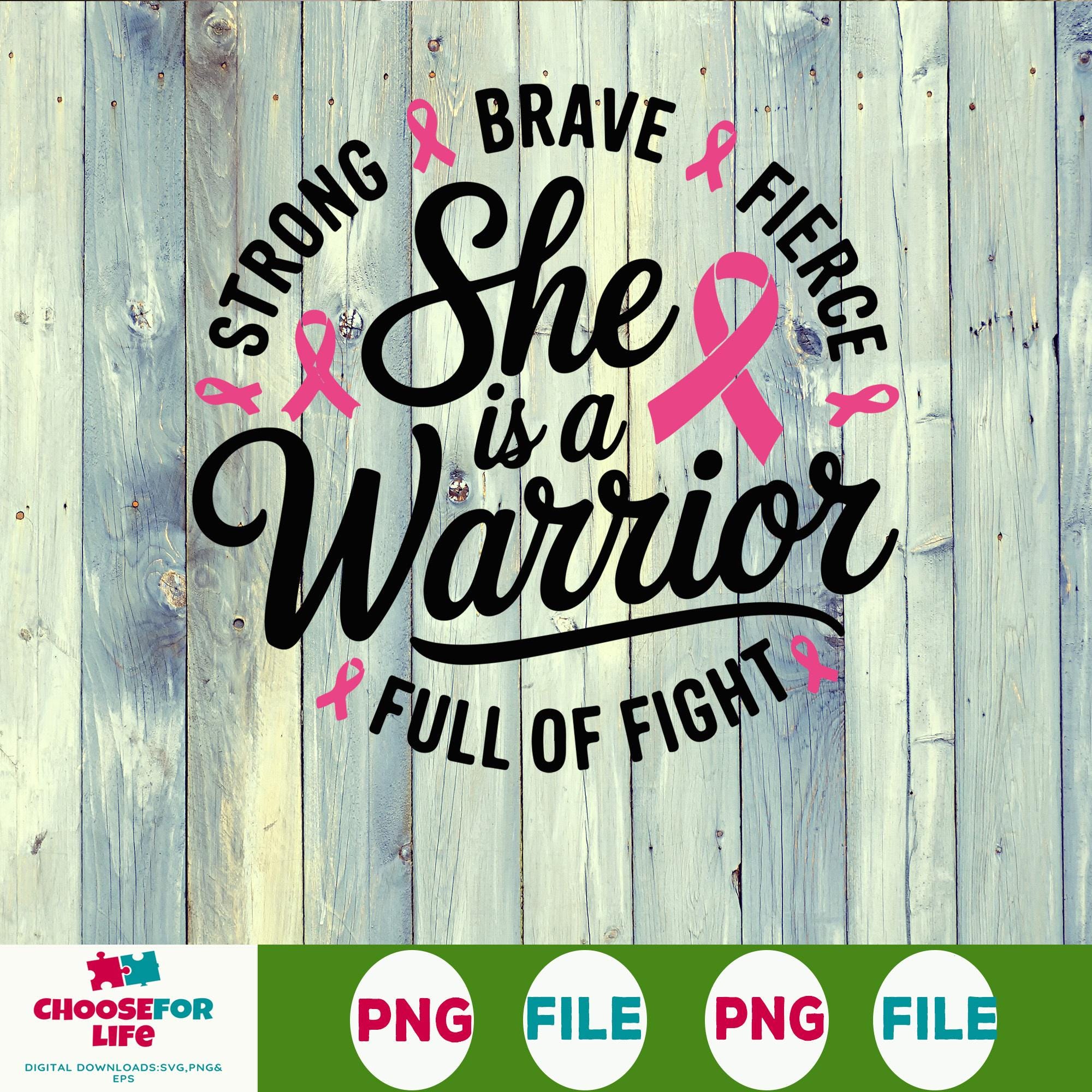 Breast Cancer SVG She is Strong Brave Fierce Full of Fight, Warrior SVG ...