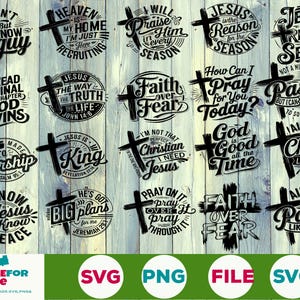 Christelijke SVG PNG-bundel, religieuze Svg Png, christelijke Svg-bundel, christelijke citaten svg, God Svg, bijbelverzen svg, bundel religieuze Jezus