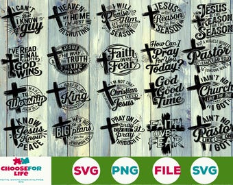 Paquete SVG PNG cristiano, SVG religioso PNG, paquete SVG cristiano, citas cristianas SVG, Dios SVG, versículos de la Biblia SVG, paquete de Jesús religioso