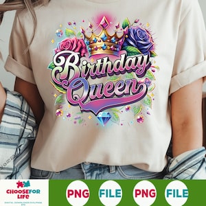 Birthday Queen PNG, Sublimation Design Download, Birthday Party PNG Design, Fun Birthday PNG, Birthday Design for Sublimation