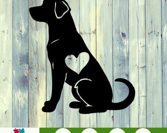 Black Lab Labrador Heart Pet Dog svg png digital art Dog Lover Cricut Cut File, Animal Silhouette svg png Cut file Digital Download