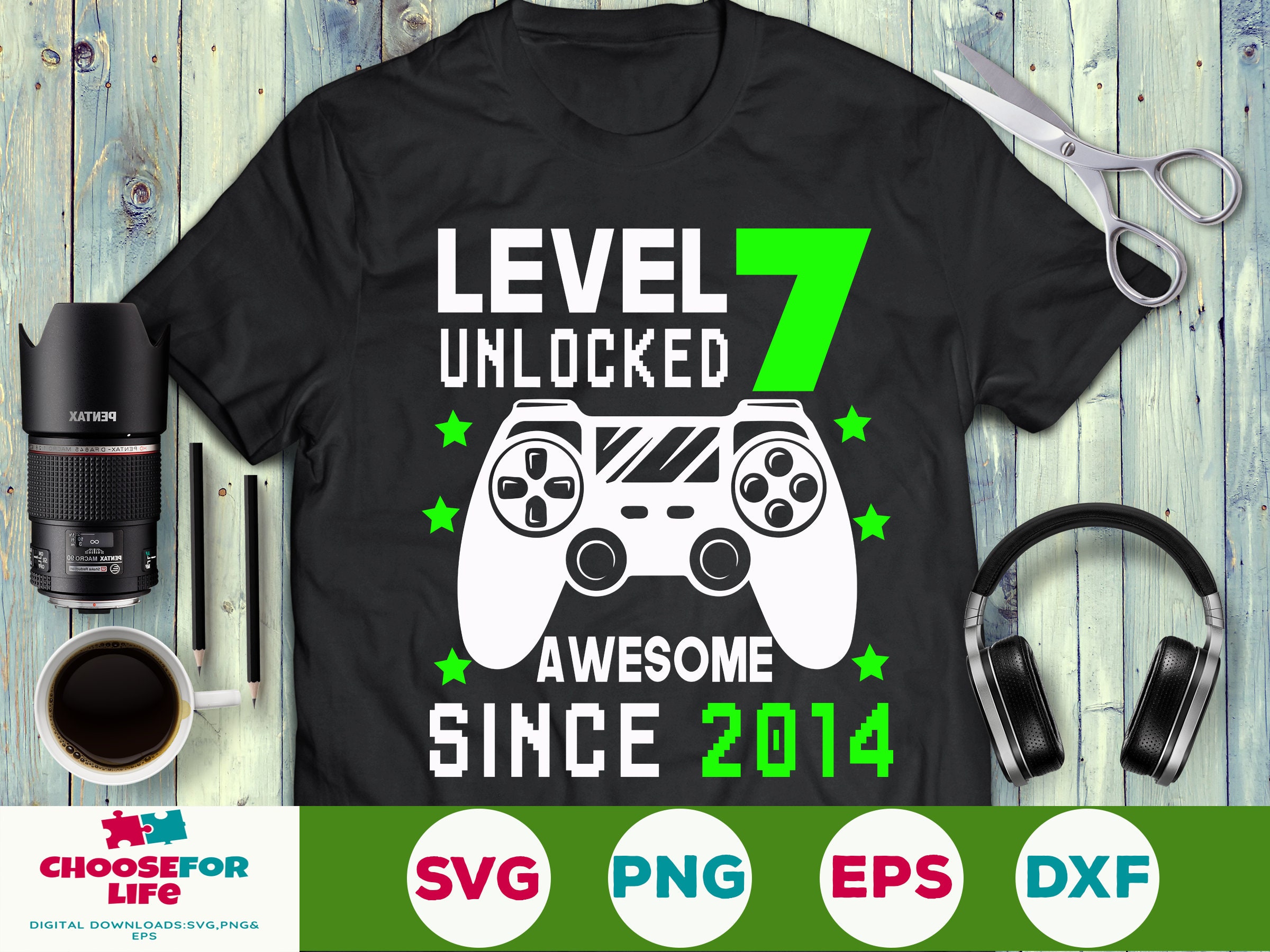 Download Level 7 Unlocked svg 7th birthday Gamer 7 years Old Video ...