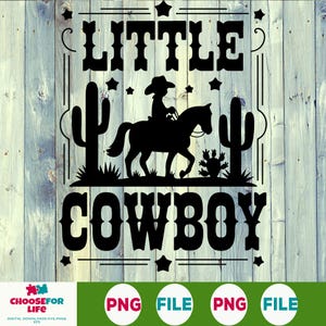 Little Cowboy PNG – Western Boys Sublimation Design, Vintage Horse Graphic for Kids Shirts, Retro Wild West Shirt Clipart, Instant Download