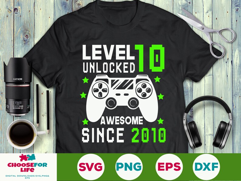 Download Level 10 Unlocked svg 10th birthday Gamer 10 years Old ...