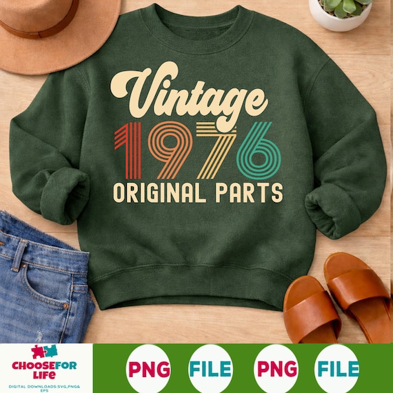 Vintage 1976 SVG PNG, 50th Birthday Retro Year Design, Born in 1976 Shirt Graphic, Celebrate Party Digital Download, Gift for Her