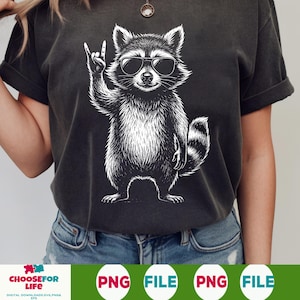 Drôle de raton laveur musique rock PNG, clipart rétro Trash Panda, fichier de sublimation Rockstar raton laveur, téléchargement numérique pour t-shirts et cadeaux musique