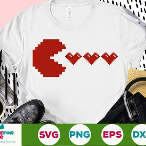 Valentinstag Herzen Svg lustig für Gamer Jungen Mädchen Kinder Svg Video gamer Svg Valentinstag Svg Png Eps Cricut geschnitten Datei digitaler Download