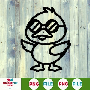 Duck With Sunglasses SVG & PNG, Rubber Duck Clipart, Duck Vector Image, Bath Duck Silhouette, Sublimation Design, Duck Cut File