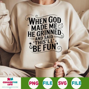 When God Made Me PNG – Funny Christian Sublimation Design, Boho Hippie Bible Verse Clipart, Jesus Inspirational Art, Faith Digital Download