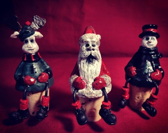 Krampus Inspired Bottle Stoppers | Dark Christmas Gift | Spooky Reindeer and Snowman