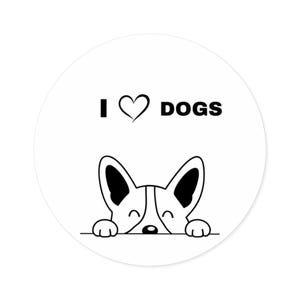 Cute Dog Lover Stickers, I  Dogs Round Stickers for Laptops, Water Bottles, Journals, Gifts for Pet Owners, Dog-Themed Decor