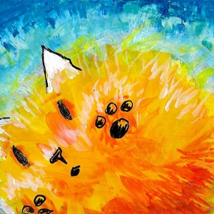 Cat Art Print Painting Orange Cat Original Art Beach Vibes Sunshine Cat Wall Hanging Beach Themed Artwork for Crazy Cat Lady And Cat Lover