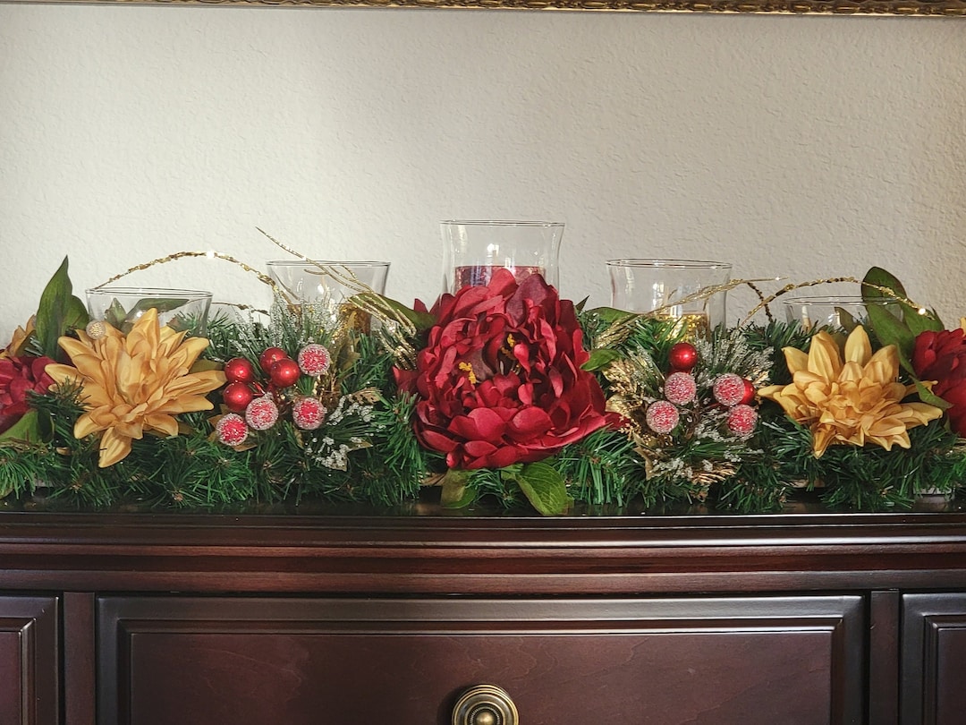 5 Candle Christmas Centerpiece Etsy