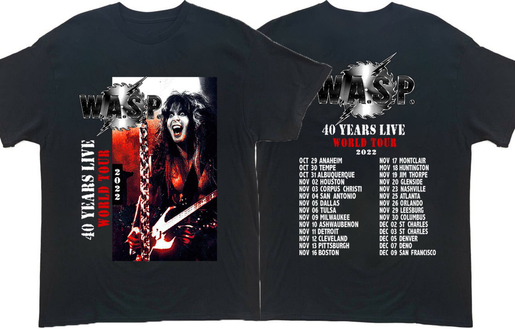 Discover Wasp 40 Years Live World Tour 2022 Shirt, Vtg Wasp Shirt