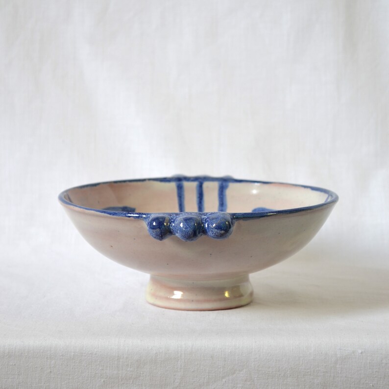 Vintage Gustaf Persman for Arvika Keramik hand thrown pedestal bowl / Sweden image 5